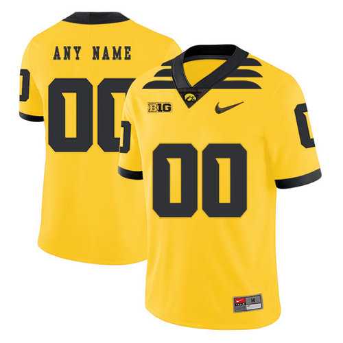 Men%27s Lowa Hawkeyes Customized Yellow College Football Jersey